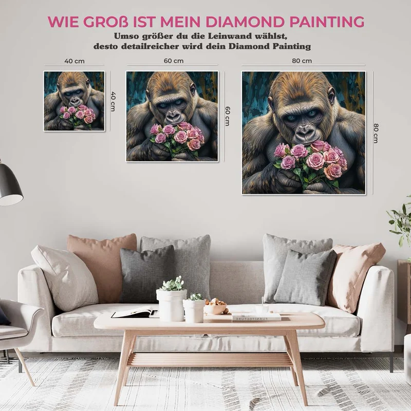 5D Diamond Painting – Gorilla mit Rosen
