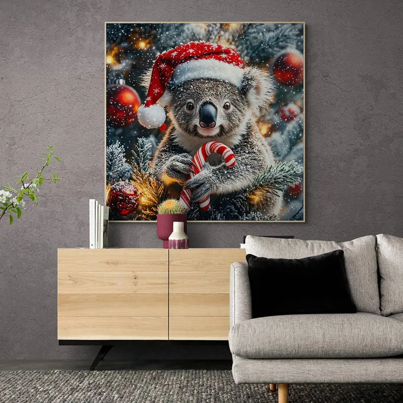 5D Diamond Painting – Weihnachts-Koala mit Zuckerstange