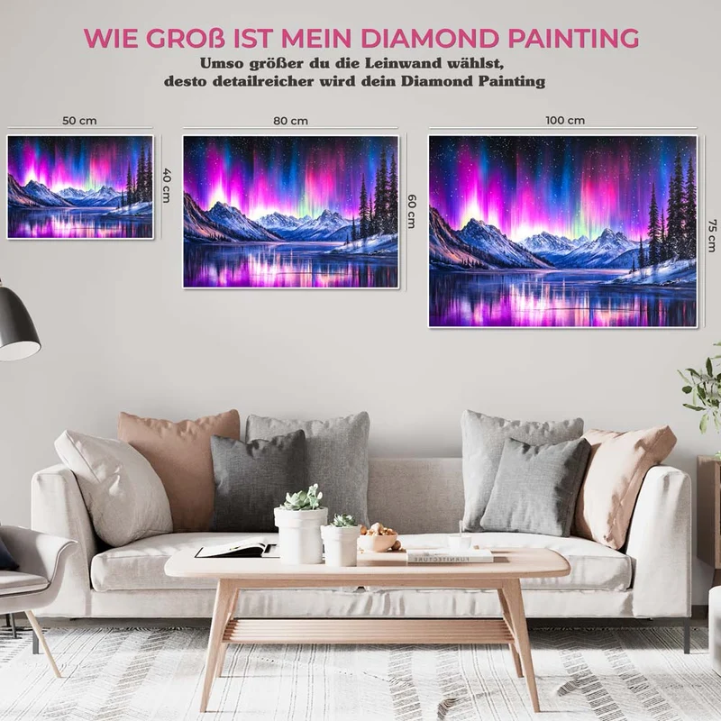5D Diamond Painting – Nordlichtzauber über den Bergen