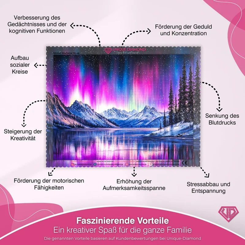 5D Diamond Painting – Nordlichtzauber über den Bergen