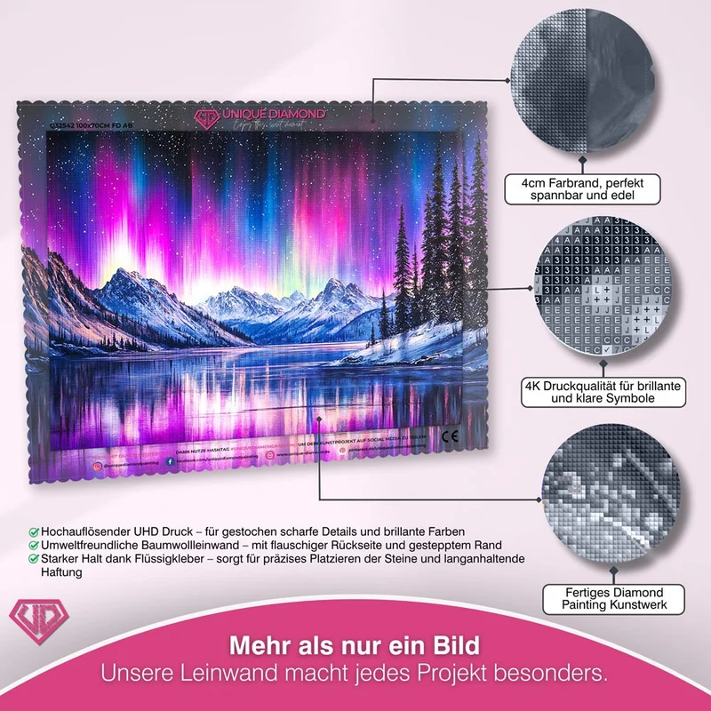 5D Diamond Painting – Nordlichtzauber über den Bergen