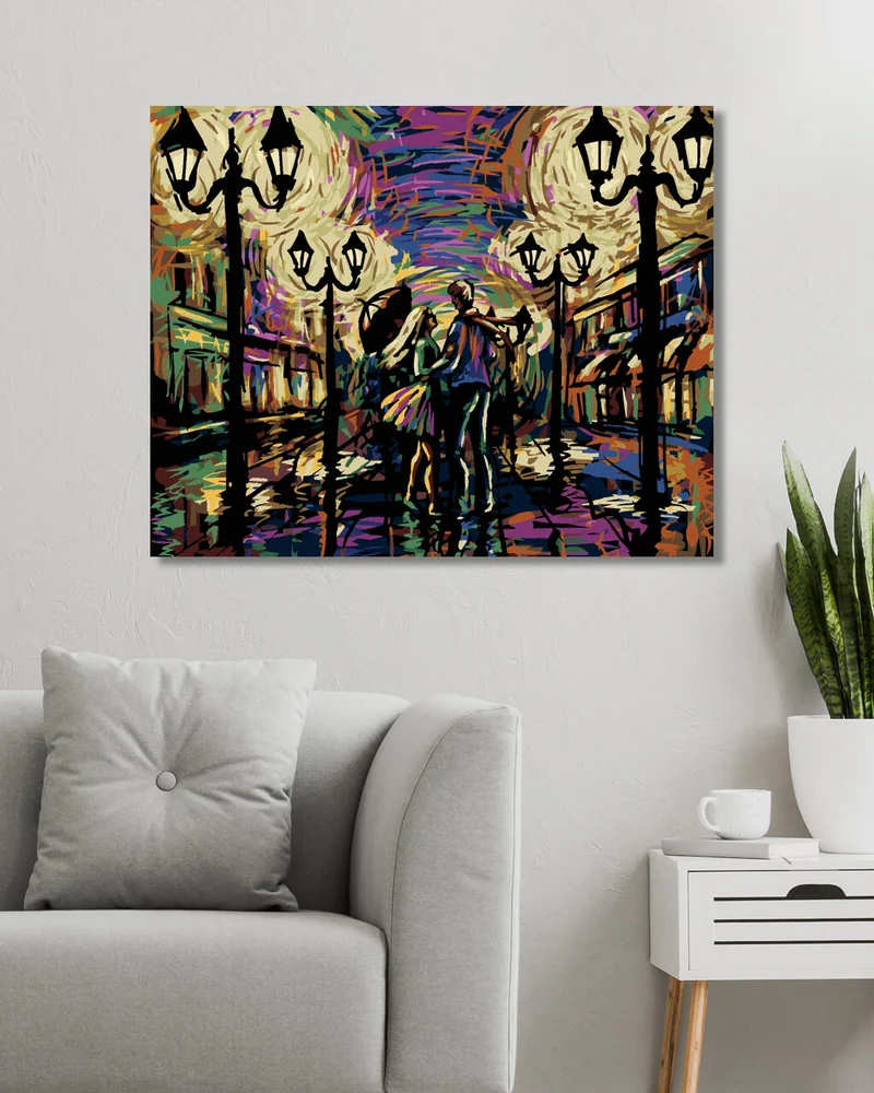 Diamond painting - VERLIEBTES PAAR UNTER EINEM REGENSCHIRM