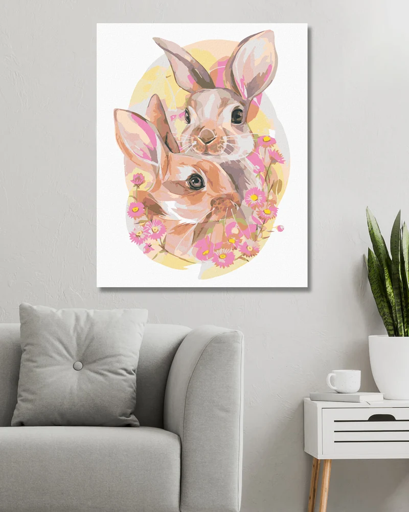 Diamond painting - EIN VERLIEBTES KANINCHENPAAR