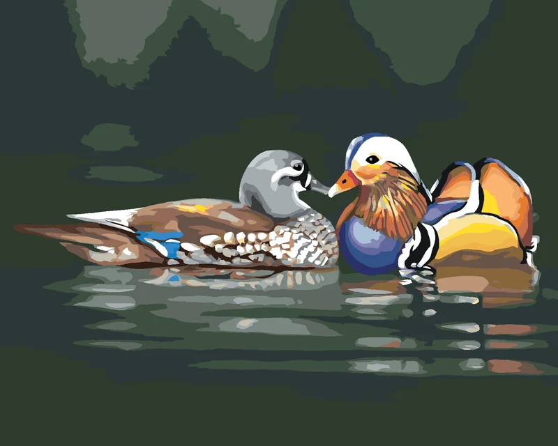 Diamond painting - VERLIEBTE ENTEN AUF DEM WASSER (D. RUSTY RUST)