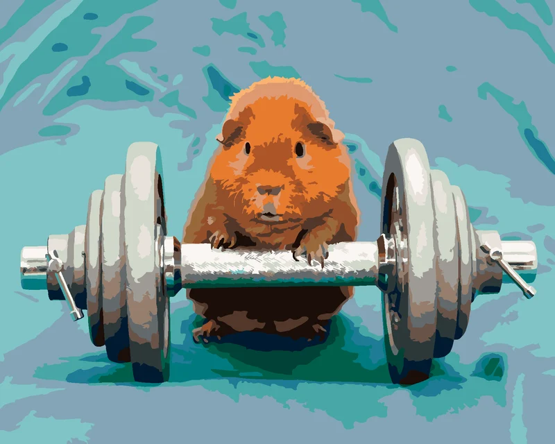 Diamond painting - MEERSCHWEINCHEN IM FITNESSCENTER