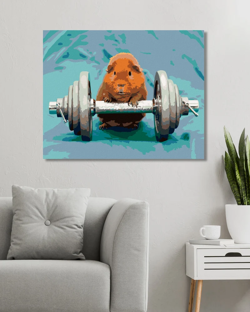 Diamond painting - MEERSCHWEINCHEN IM FITNESSCENTER