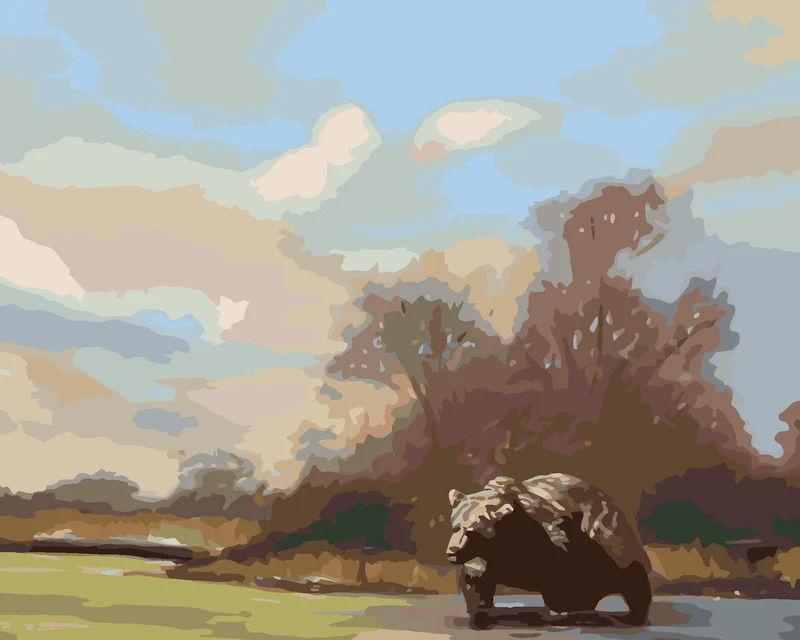 Diamond painting - BÄR IM WASSER UND WALD (D. RUSTY RUST)