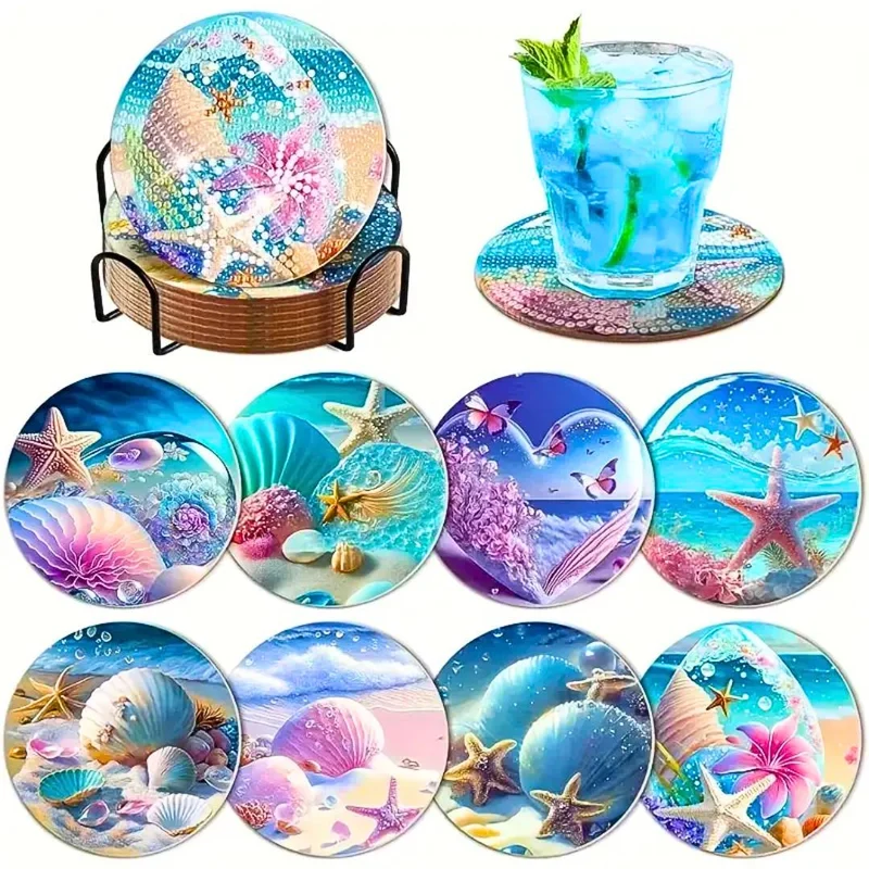 5D Diamond Painting Untersetzer – Meereszauber