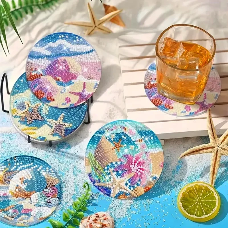 5D Diamond Painting Untersetzer – Meereszauber