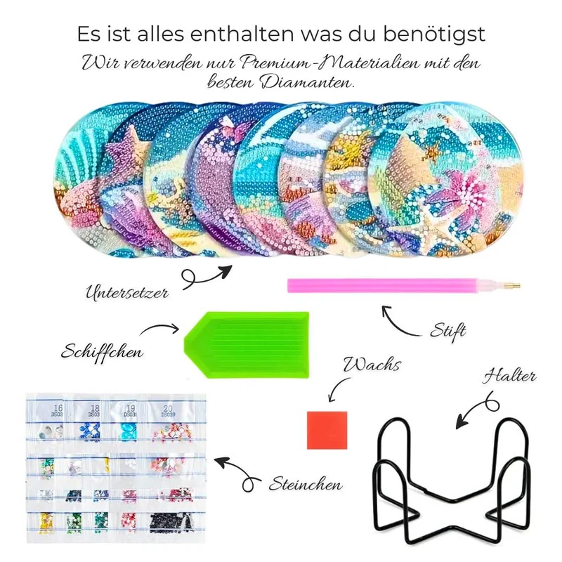 5D Diamond Painting Untersetzer – Meereszauber