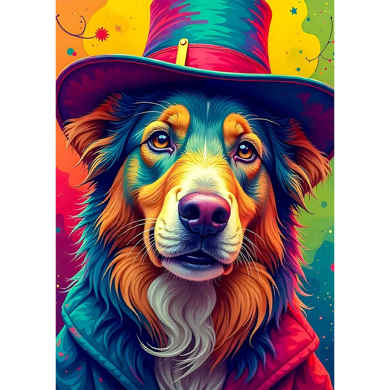 5D Diamond Painting – Zauberhafte Farbenpracht des Hütehunds
