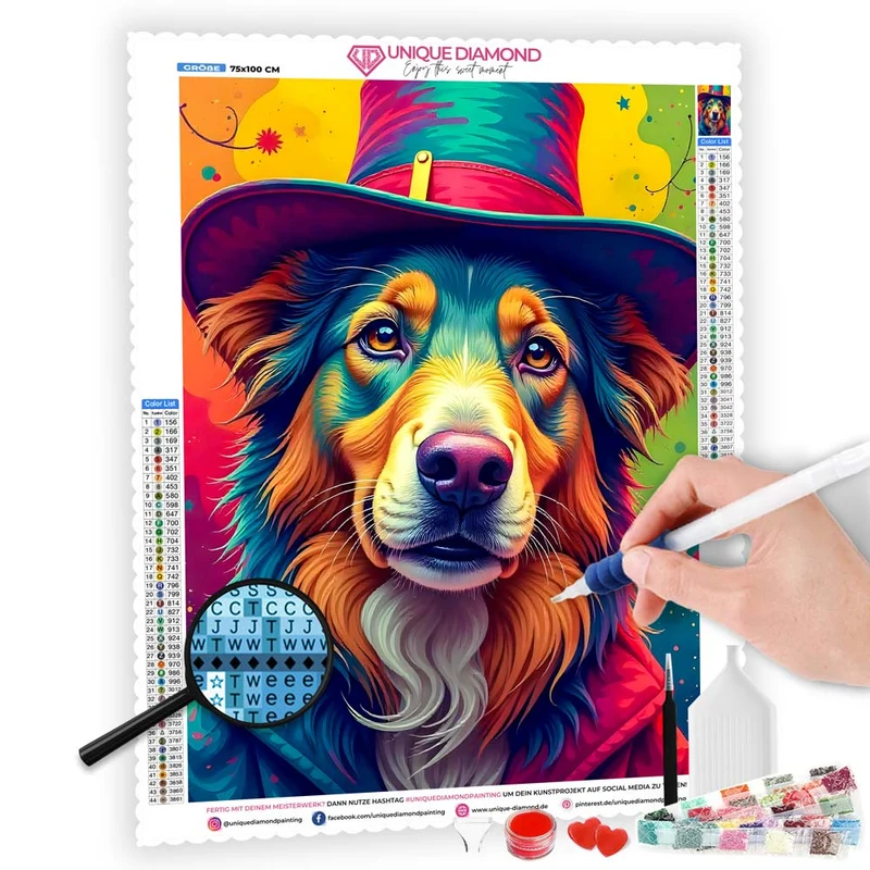 5D Diamond Painting – Zauberhafte Farbenpracht des Hütehunds