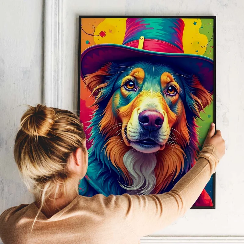 5D Diamond Painting – Zauberhafte Farbenpracht des Hütehunds