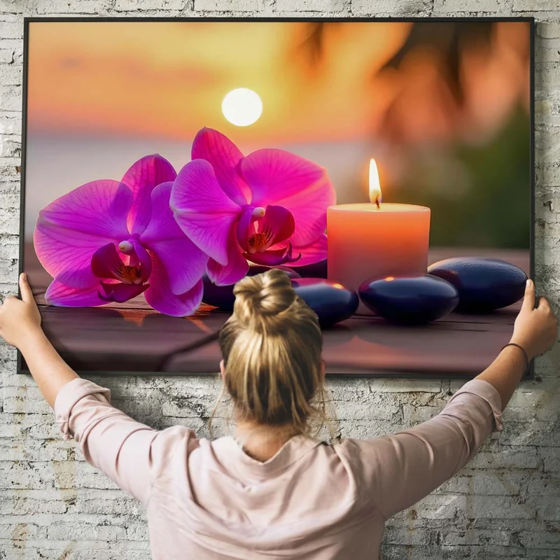5D Diamond Painting – Orchideenruhe im Sonnenuntergang