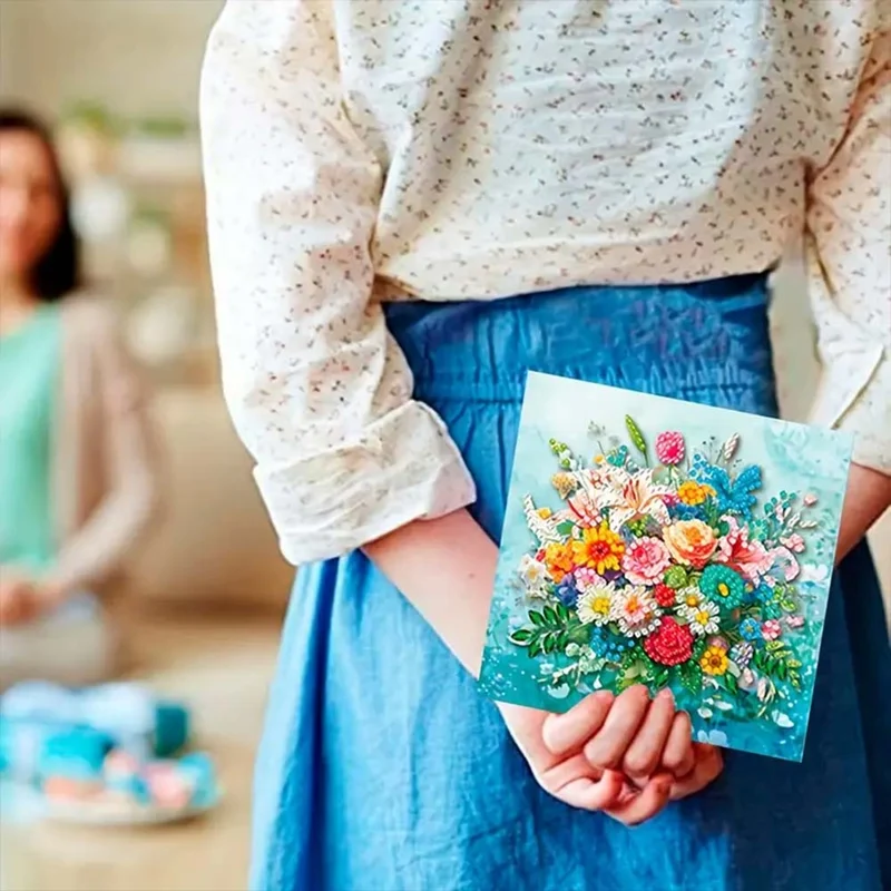5D Diamond Painting Grußkarten – Blumenzauber 6 Stück