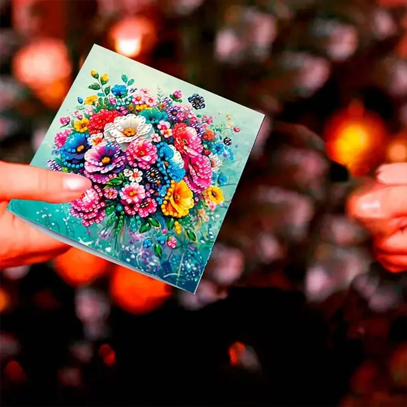 5D Diamond Painting Grußkarten – Blumenzauber 6 Stück