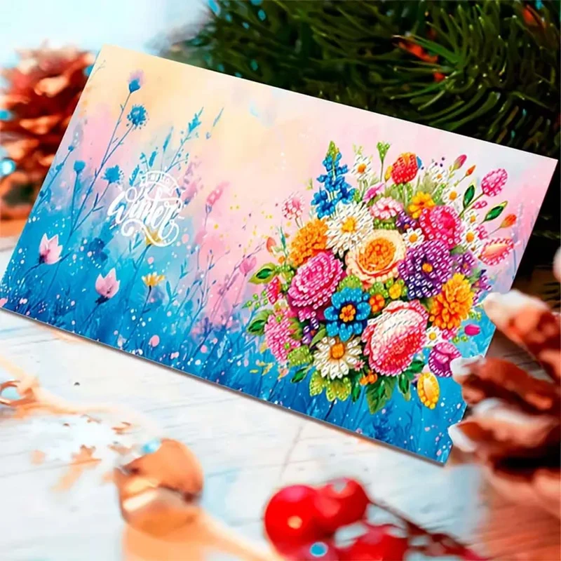 5D Diamond Painting Grußkarten – Blumenzauber 6 Stück