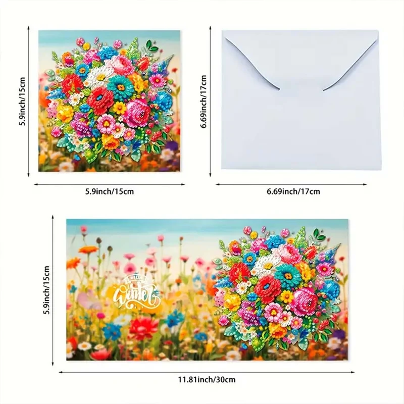 5D Diamond Painting Grußkarten – Blumenzauber 6 Stück