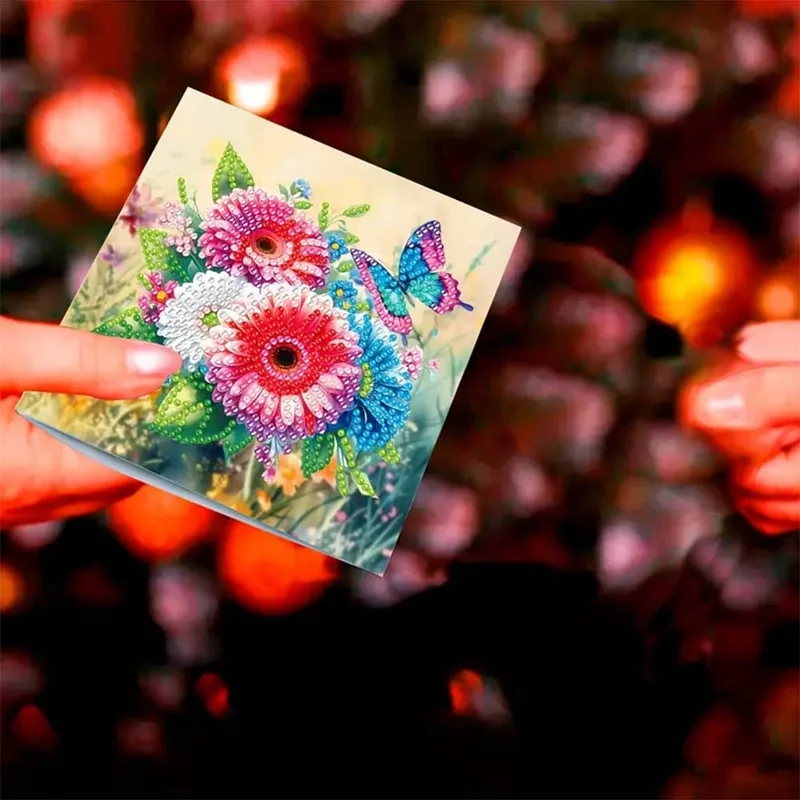 5D Diamond Painting Grußkarten – Elegante Blütenpracht 6 Stück