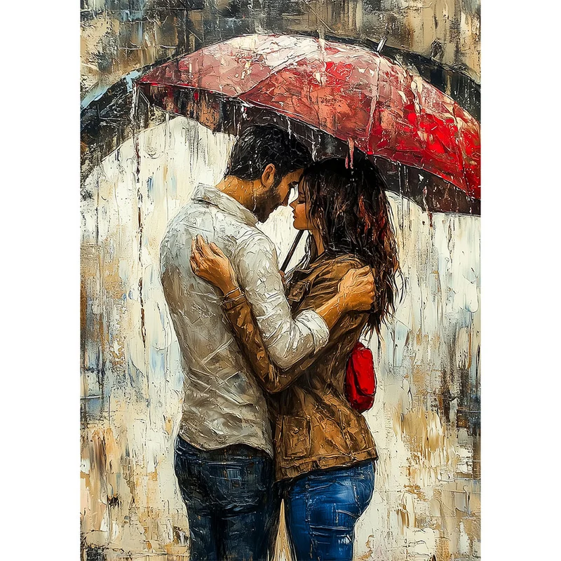 5D Diamond Painting – Küsse unter Regenschirm