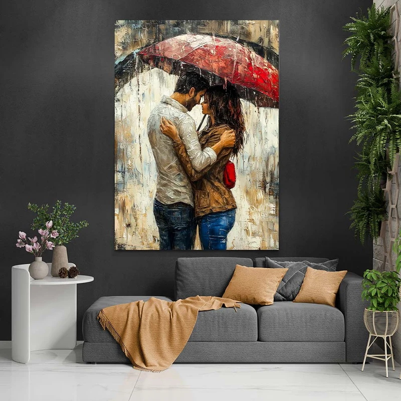 5D Diamond Painting – Küsse unter Regenschirm