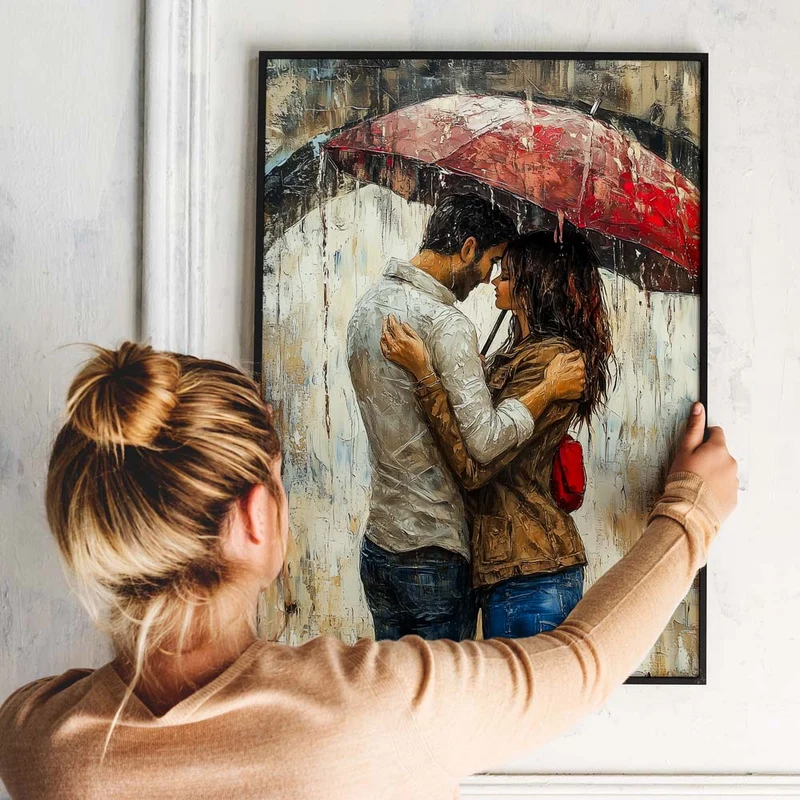 5D Diamond Painting – Küsse unter Regenschirm