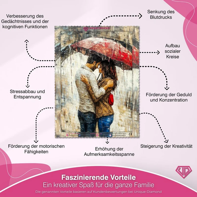 5D Diamond Painting – Küsse unter Regenschirm