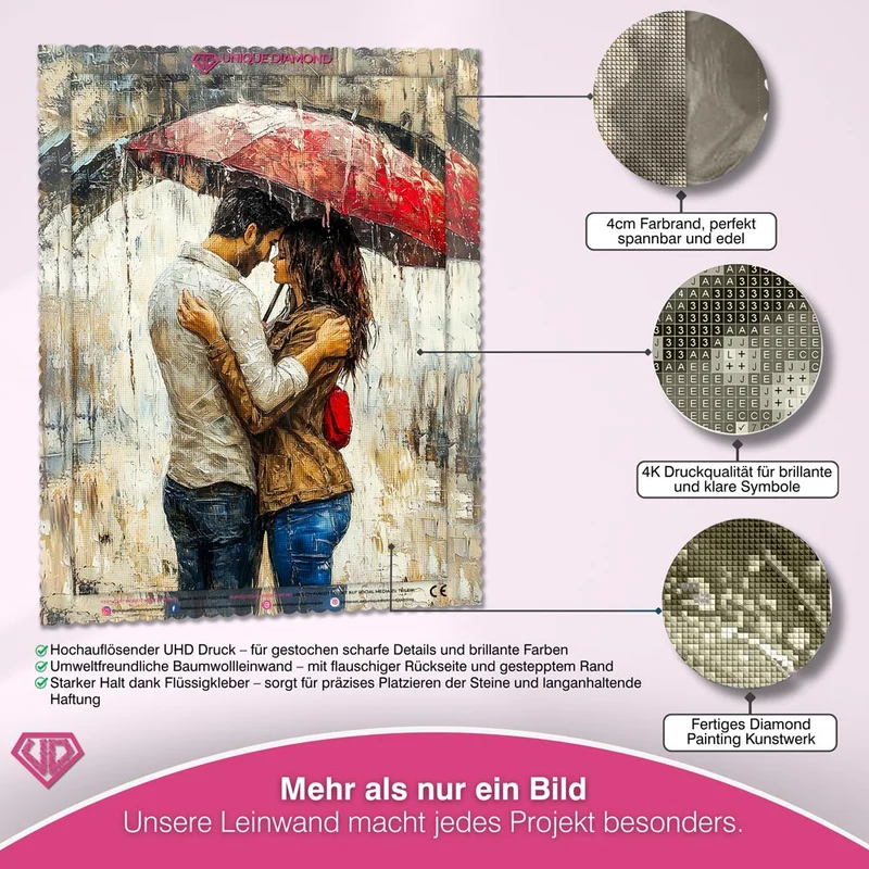 5D Diamond Painting – Küsse unter Regenschirm