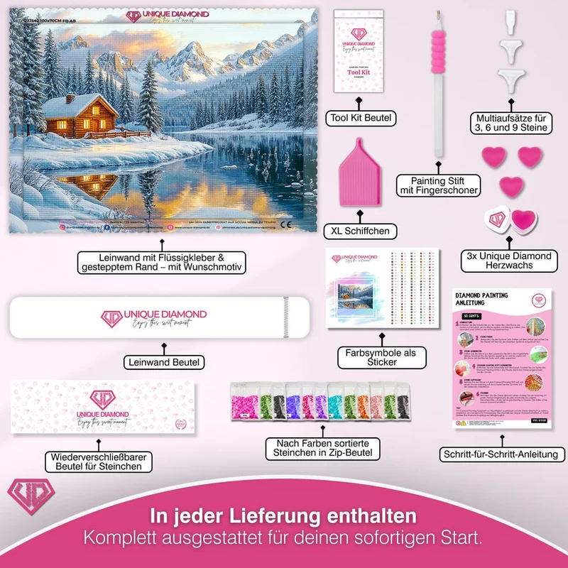 5D Diamond Painting - Hütte am Fluss