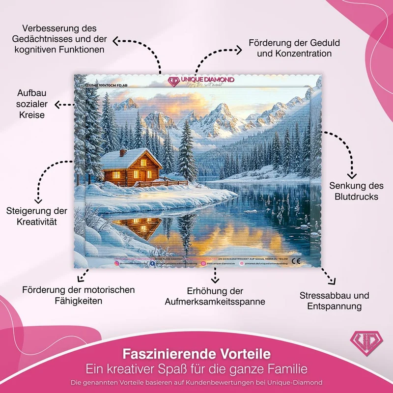 5D Diamond Painting - Hütte am Fluss