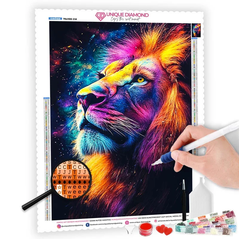 5D Diamond Painting – Astrale Majestät des Löwen