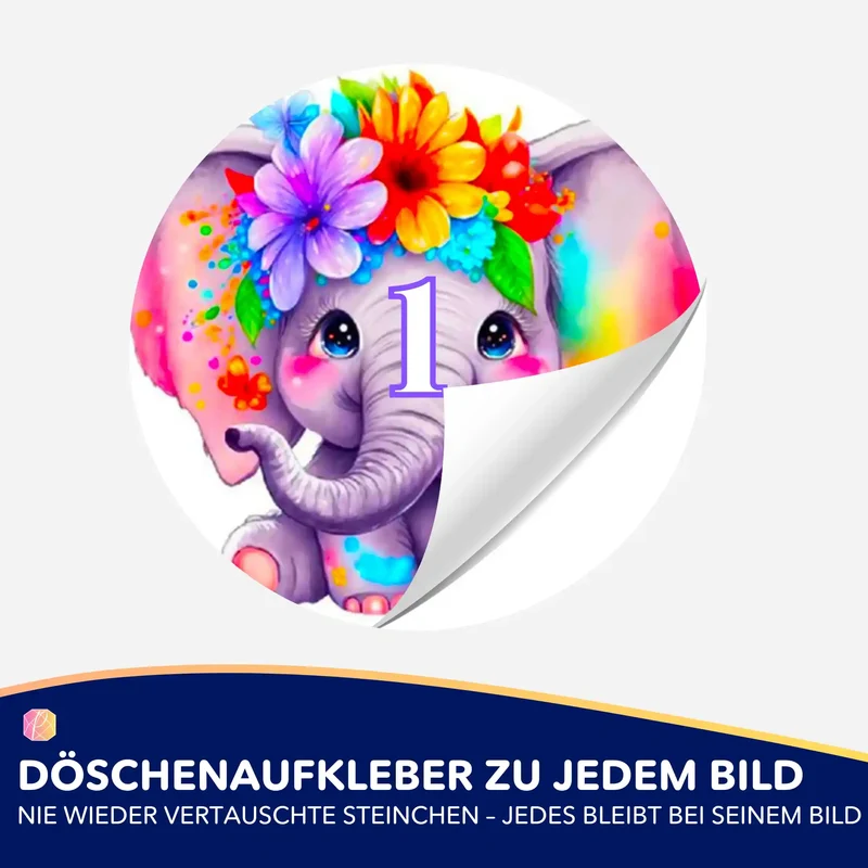 Döschenaufkleber - Der kleine Blumenelefant