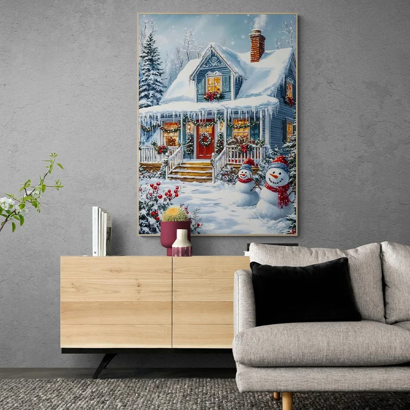 5D Diamond Painting – Die verschneite Winterhütte
