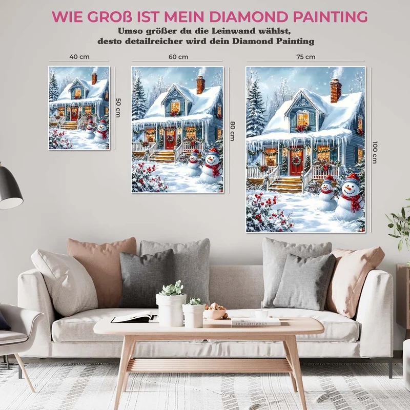 5D Diamond Painting – Die verschneite Winterhütte