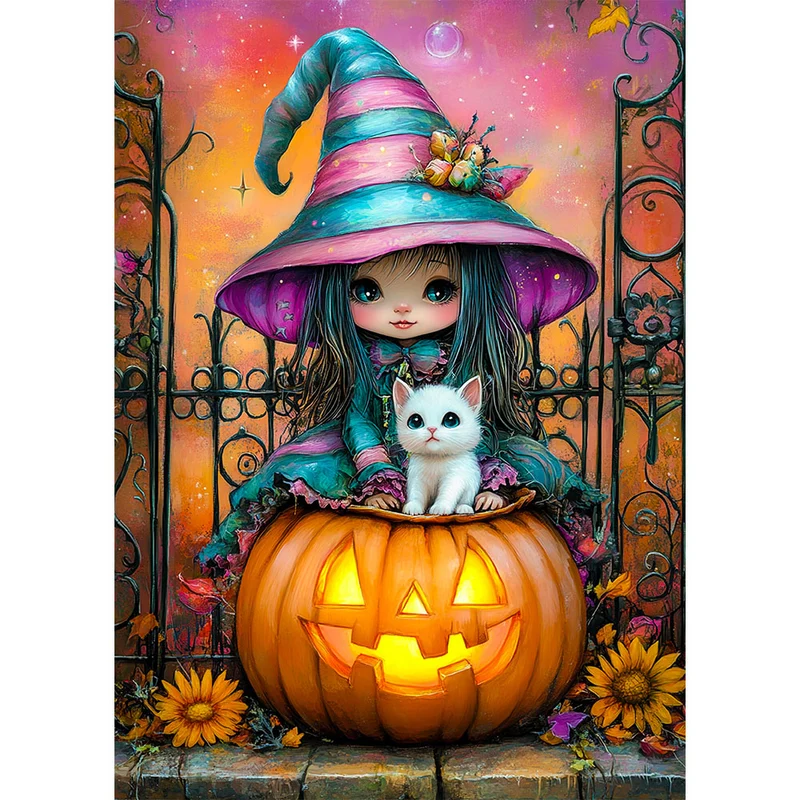 5D Diamond Painting – Die kleine Halloween-Hexe