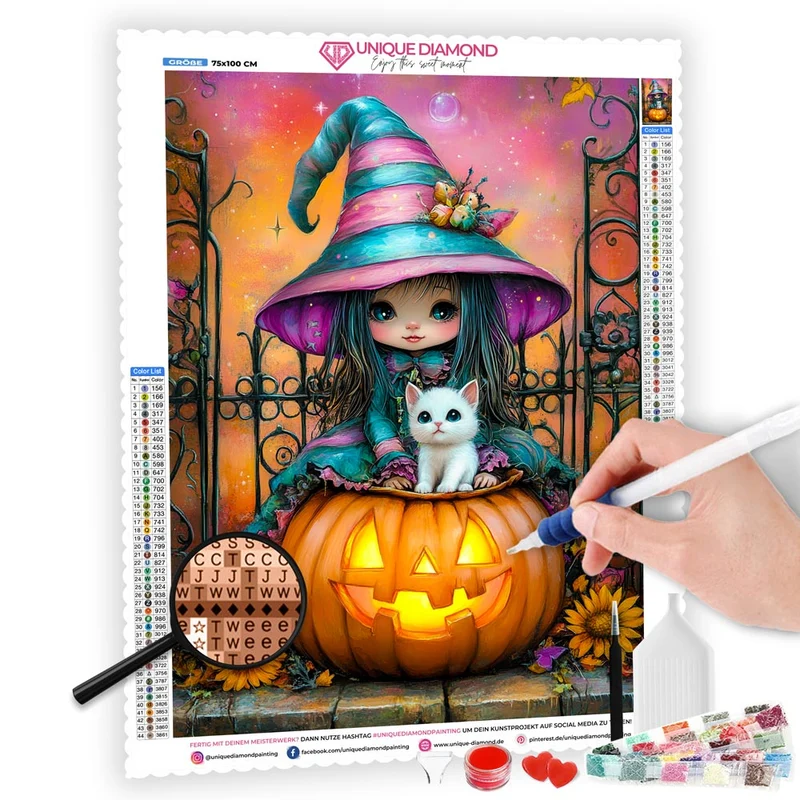 5D Diamond Painting – Die kleine Halloween-Hexe