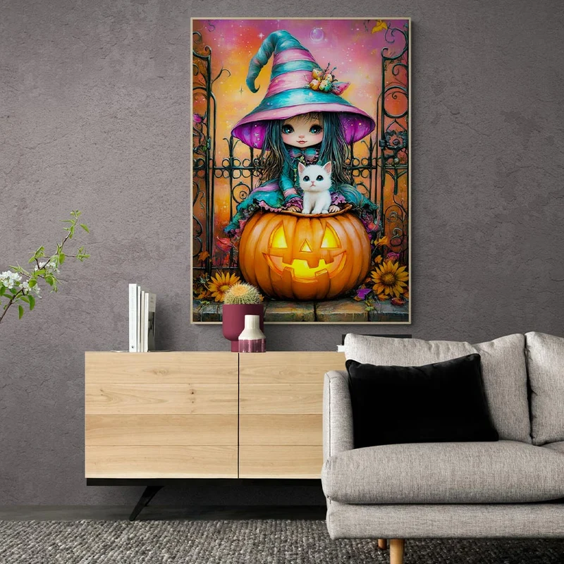 5D Diamond Painting – Die kleine Halloween-Hexe