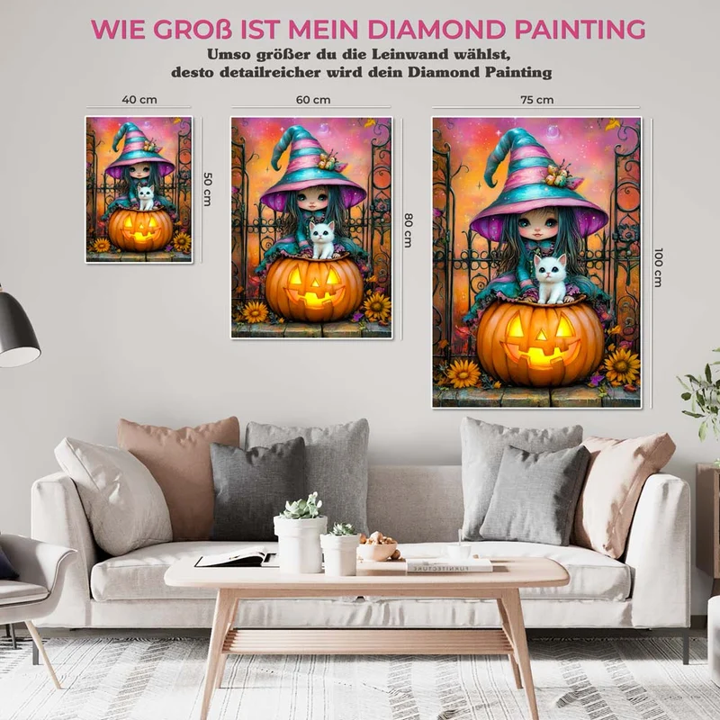 5D Diamond Painting – Die kleine Halloween-Hexe
