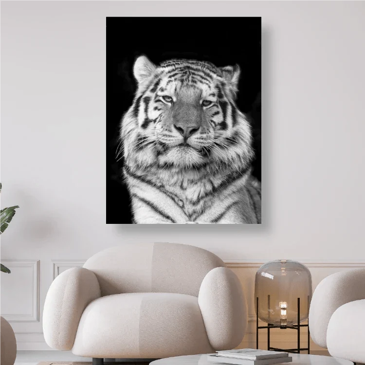 Kopf des Tigers in schwarz/weiss - 5D DIY Diamond Painting