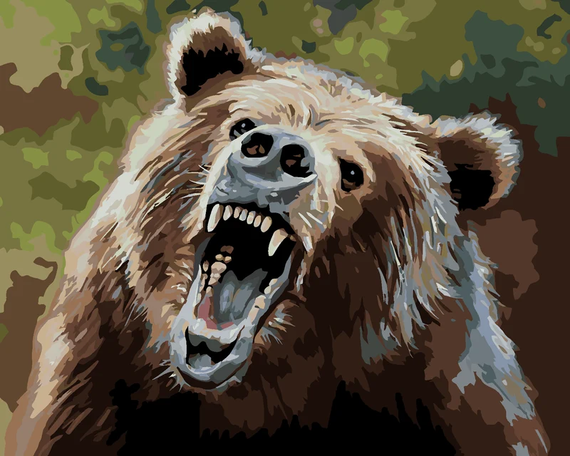 Diamond painting - BÄR MIT OFFENEM MAUL (D. RUSTY RUST)