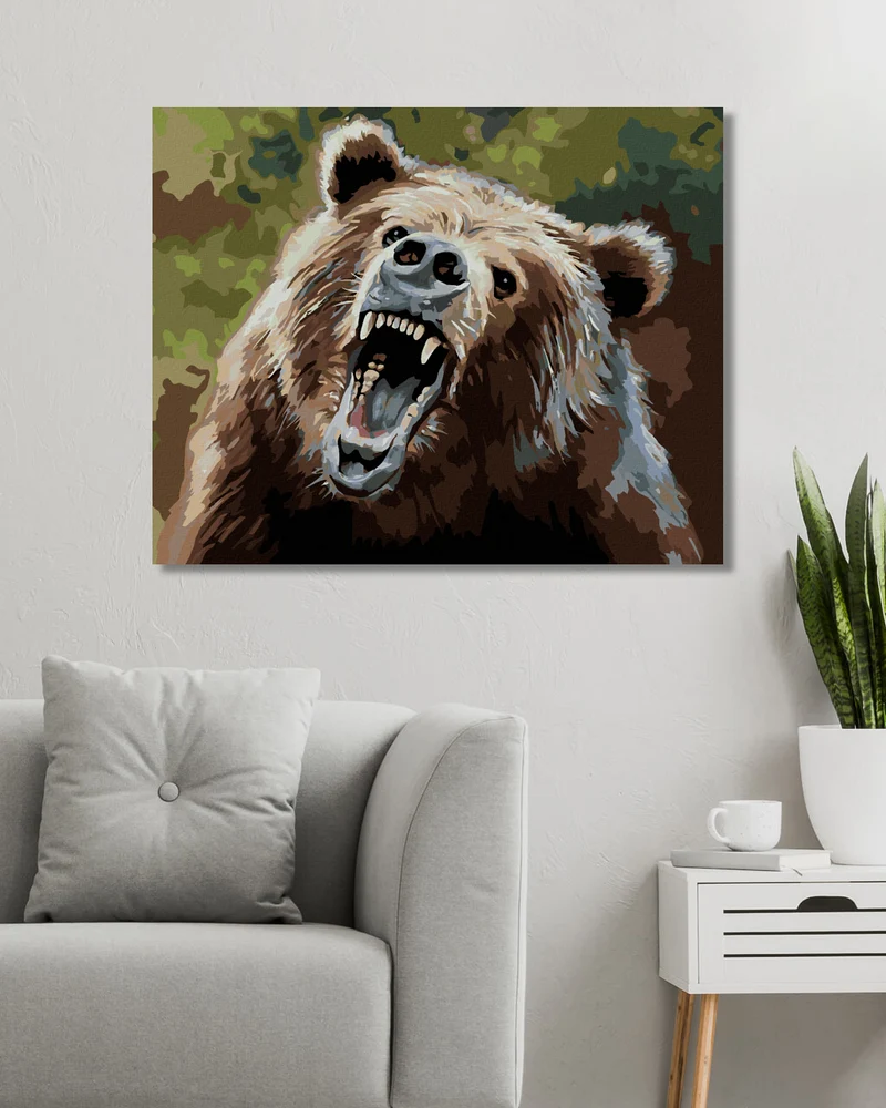 Diamond painting - BÄR MIT OFFENEM MAUL (D. RUSTY RUST)