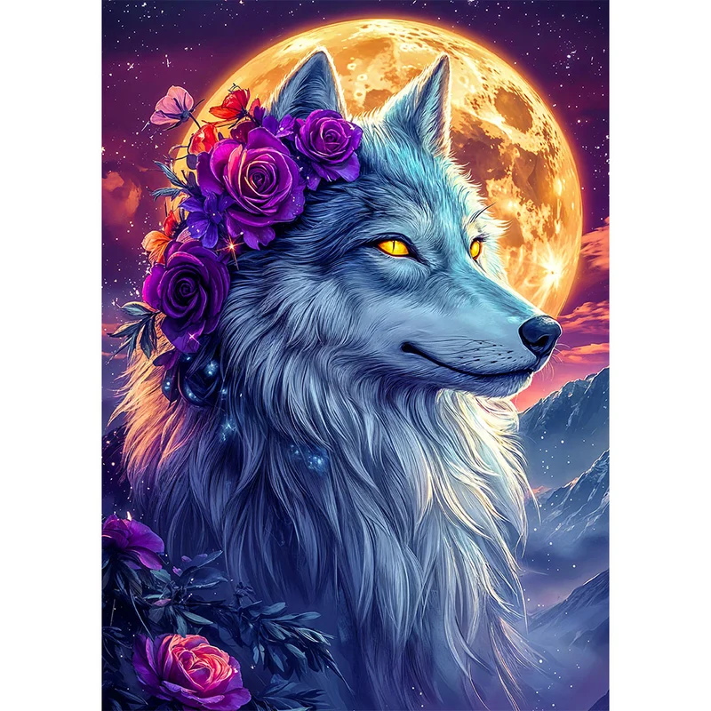 5D Diamond Painting – Mondwächter Wolf