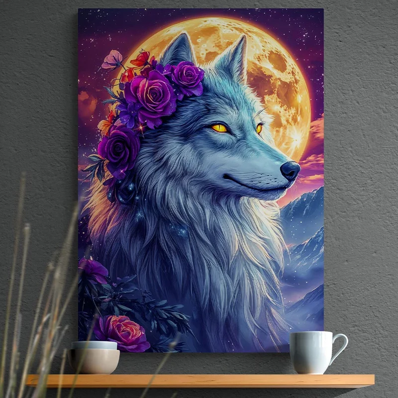 5D Diamond Painting – Mondwächter Wolf