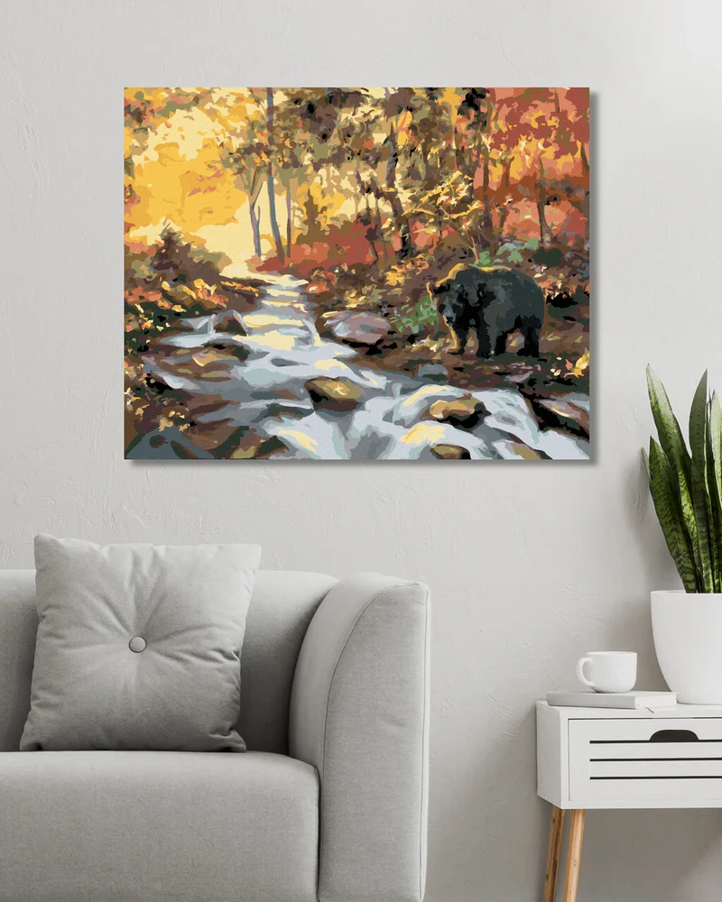Diamond painting - BÄR AM FLUSS UND SONNENUNTERGANG (D. RUSTY RUST)