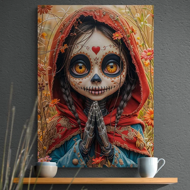 5D Diamond Painting – Blumenmädchen des Día de los Muertos