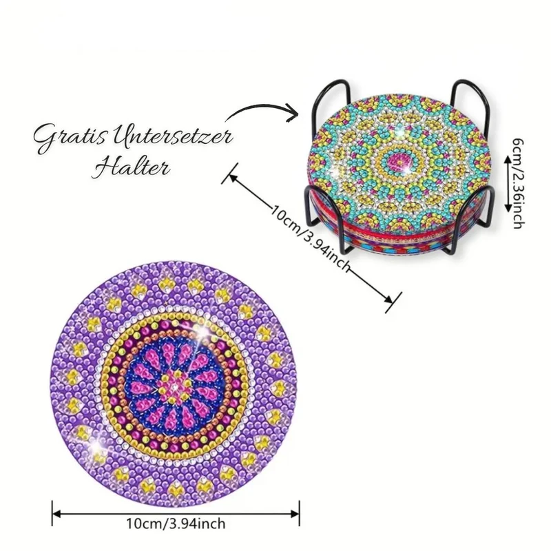 5D Diamond Painting Untersetzer – Farbenprächtige Mandala