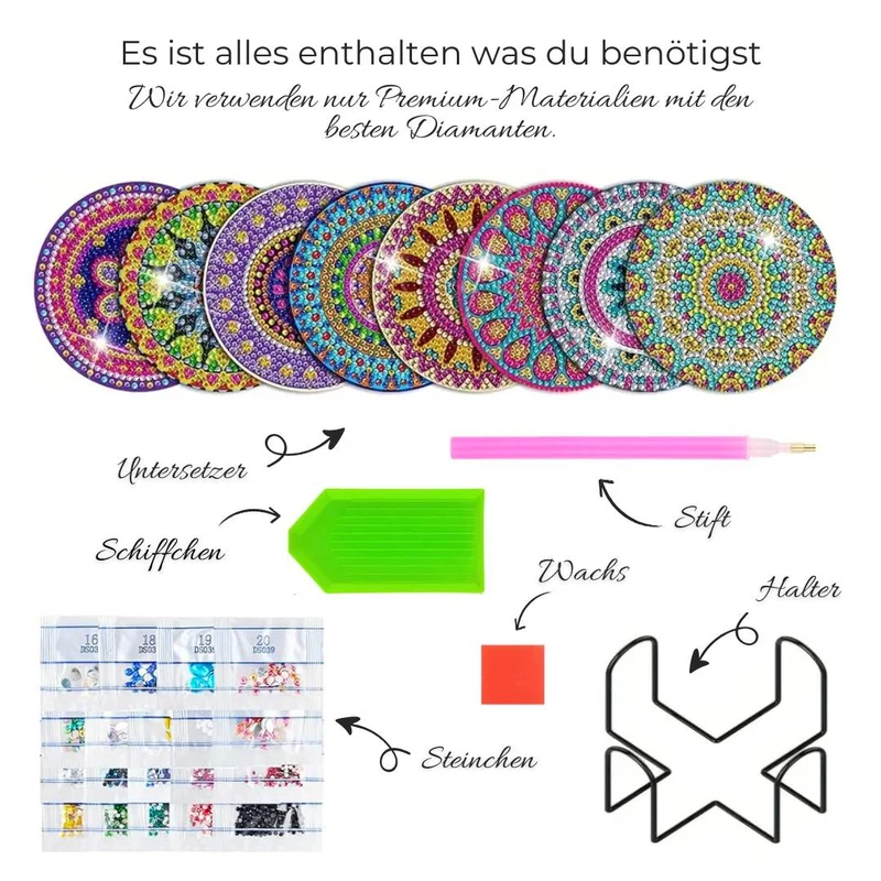 5D Diamond Painting Untersetzer – Farbenprächtige Mandala