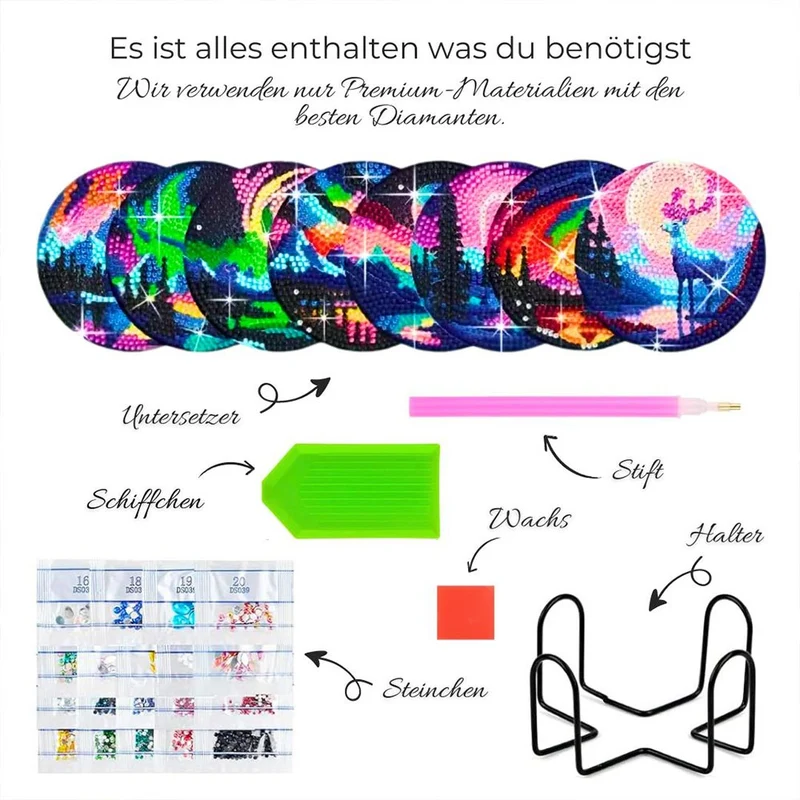5D Diamond Painting Untersetzer Aurora Landschaft