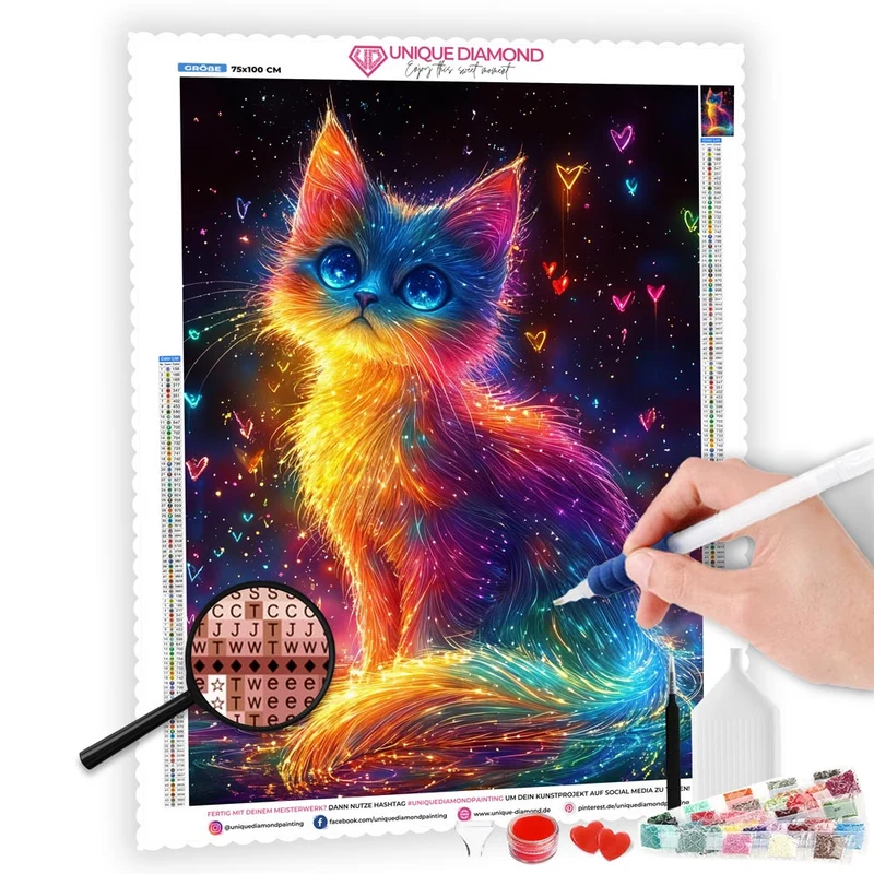 5D Diamond Painting – Funkelnde Katzenmagie