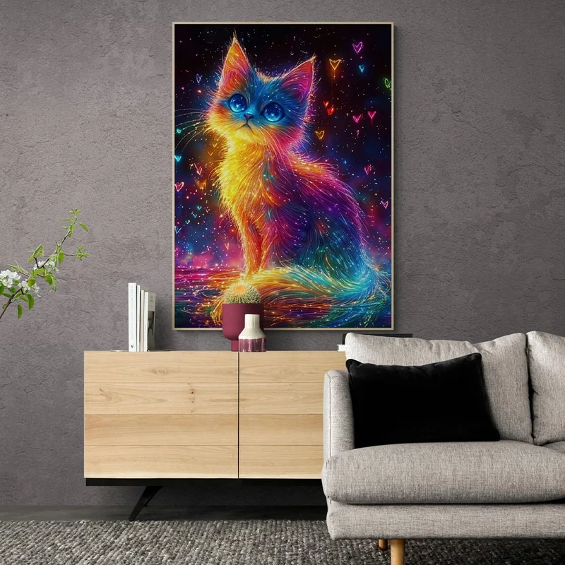 5D Diamond Painting – Funkelnde Katzenmagie